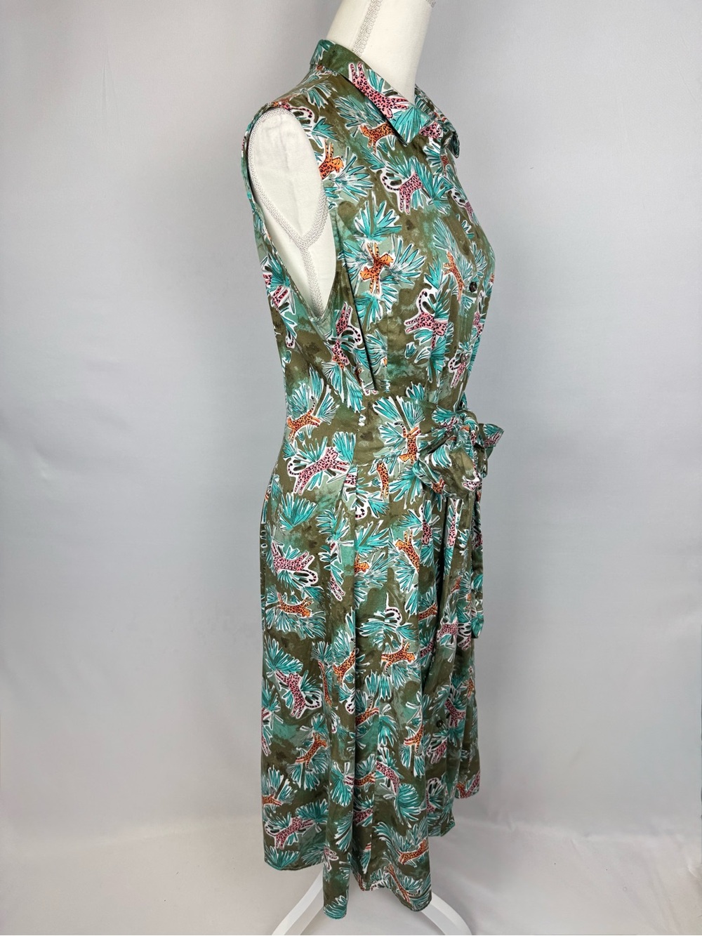 Nic+Zoe Pouncing Panthers Shirtdress Sleeveless Cotton Blend Size XL Safari - Picture 5 of 8